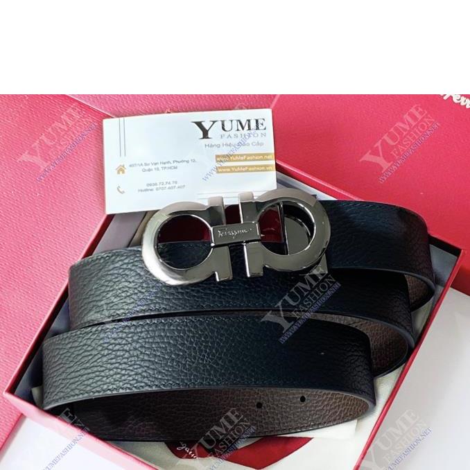 DÂY NỊT FERRAGAMO&nbsp;KHOÁ ÐEN BÓNG